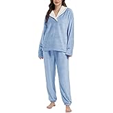 Gihuo Womens Flannel Pajama Sets Fluffy Sleepwear Fuzzy 2 Piece Pjs Set Fleece Plush Lounge Set