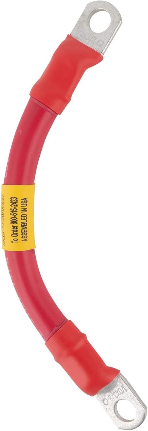 Exell Battery 1/0 AWG Interconnecting Copper Cable, 6-Inch Length with 3/8-Inch Lugs (Red): Automotive
