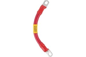 Exell Battery 1/0 Interconnecting Copper Cable, 6-inch Length with 3/8-inch Lugs, Red