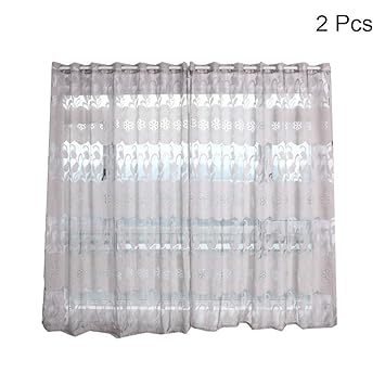 Amazon Com Belupaid Sheer Curtains Grommet Top Embroidered Home