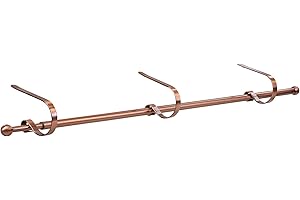 Haute Decor The Original MantleClip Stocking Holder Rod, for Large Families, Brushed Copper - Hang Many Stocking, fits mantels up to 3 inches Thick