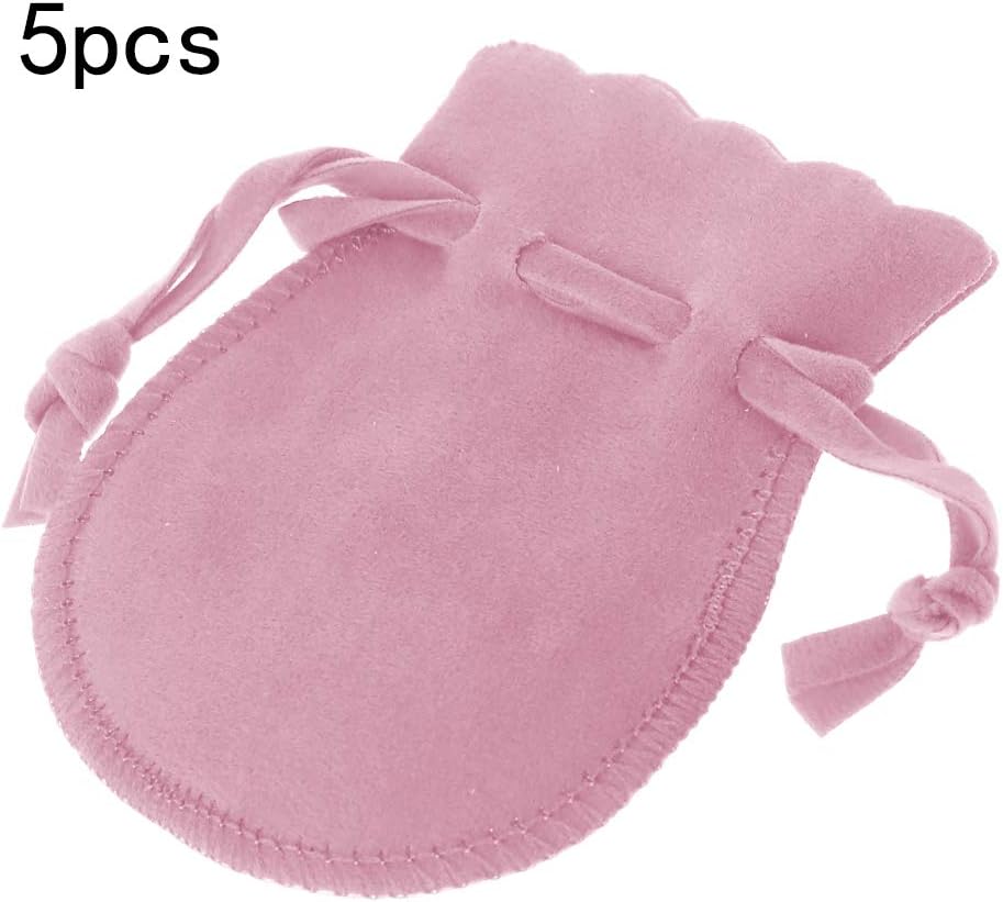 shuoyiersty Fashion Trinkets Velvet Bag, Jewelry Packing Pouch for Earrings, Necklace Pink 7x9cm
