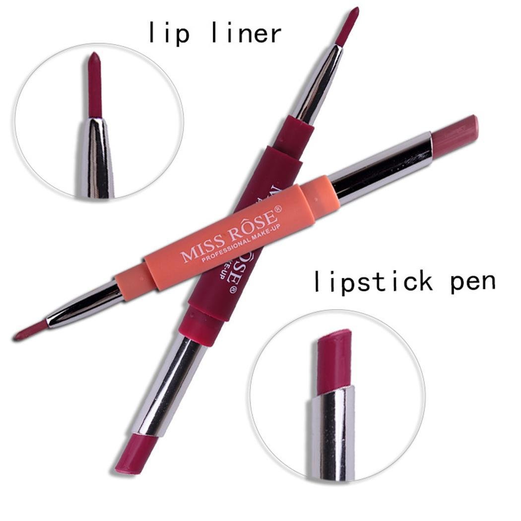 Olseti Corgy Long Lasting Waterproof Double Head Lipstick Stick and Lip Liner Makeup Tools Lipstick