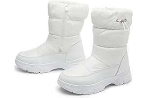 POVOGER Womens Winter Boots Snow Boots For Women Black Mid Calf Platform Boots Warm Fur Fashion Slip On Boots