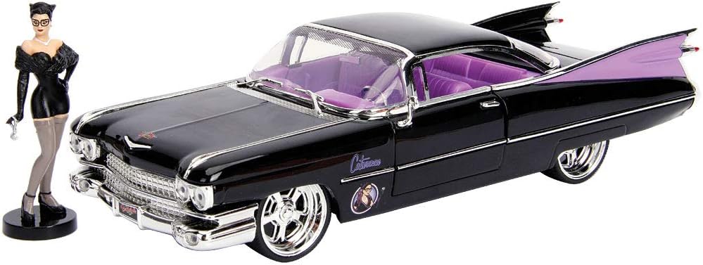 DIECAST 1:24 W/B - DC Comics Bombshells - Catwoman & 1959 Cadillac Coupe DEVILLE (Black) 30458 by JADA