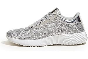 LUCKY STEP Women's Glitter Shoes Sparkly Lightweight Metallic Sequins Tennis Shoes