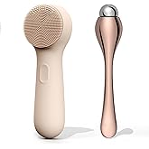 NågraCoola CLIE 2.0 Silicone Face Scrubber, Facial Cleansing Brush, Rechargeable, Waterproof Face Scrub Brush for Deep Cleansing, Exfoliating, Massage, with Eye Roller, for Women and Men - Oat