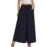 LUXEBOLD Women’s Wide Leg Pants Drawstring Elastic Waist Casual Trousers Lightweight Loose Lounge Pants with Pockets