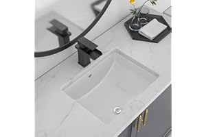 Lofeyo Undermount Bathroom Sink - 18''x14'' White Rectangle Bathroom Sink Porcelain Ceramic Sink Vanity Basin Lavatory Sink Rectangular Vessel Sink, LOF-BS1814