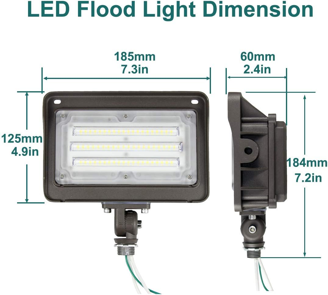 Kadision LED Flood Light with 180° Adjustable Knuckle, 50W Security Lights IP65 Waterproof Outdoor Lighting, 250W Equivalent 5000K 6500lm 100-277Vac, ETL DLC Listed 10-Year Warranty (No Photocell) - - 