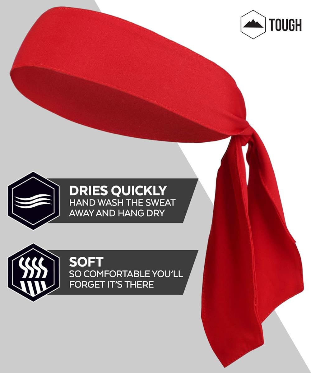 Head Tie & Sports Headband - Ninja Bandana & Karate Tie Back Hair Band/Wrap for Men, Women, Kids & Pirates - Athletic Sweatband for Tennis, Basketball, Softball, Running, Workout - Sweat Wicking: Clothing