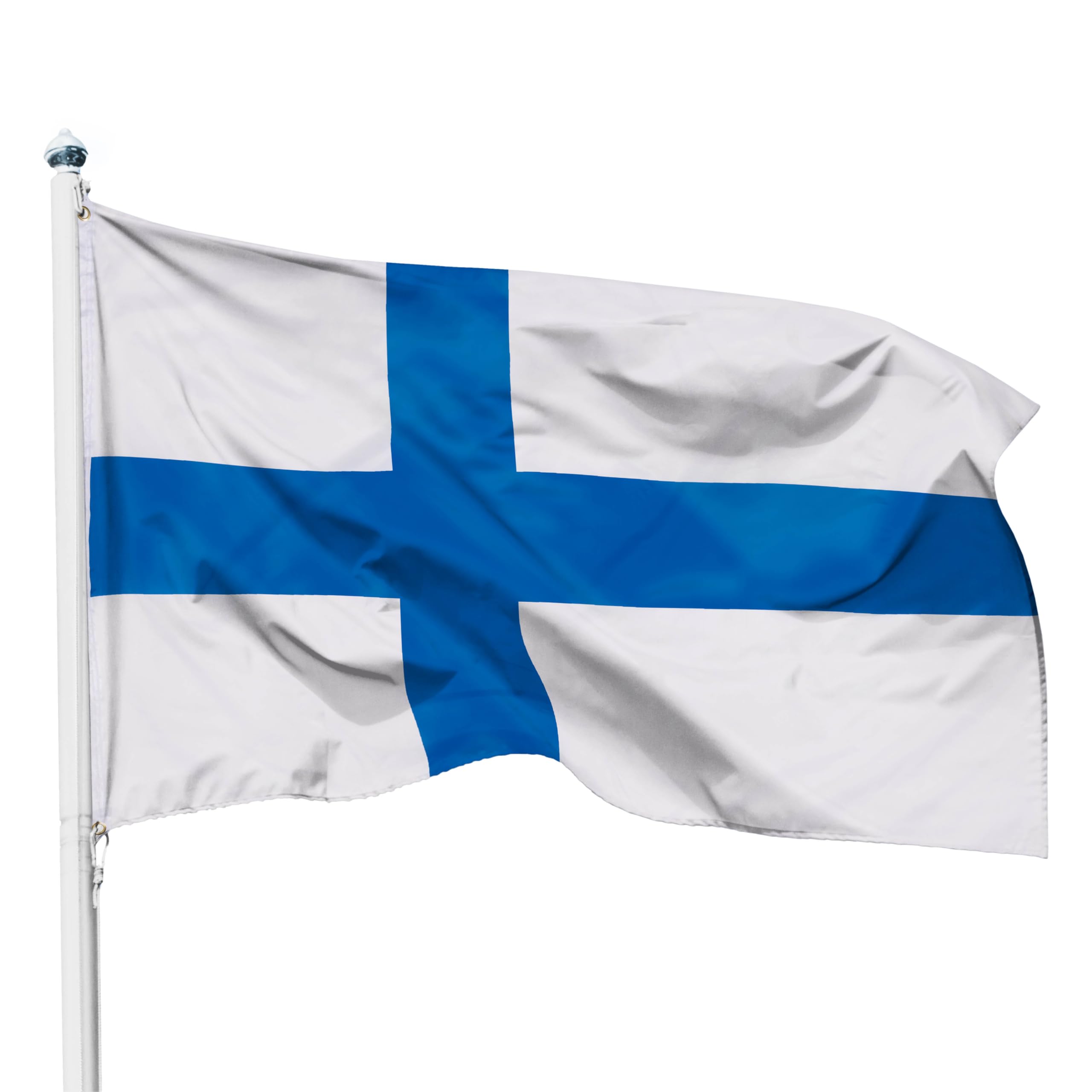PHENO FLAGS Finland flag - Finnish flag 90 x 150 cm with brass eyelets - durable flag for flagpole - 100% polyester