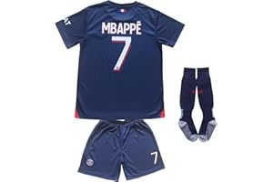 ORGBRAIN 2023/2024 Paris Home #7 Mbappe Football Soccer Kids Jersey Shorts Socks Set Youth Sizes