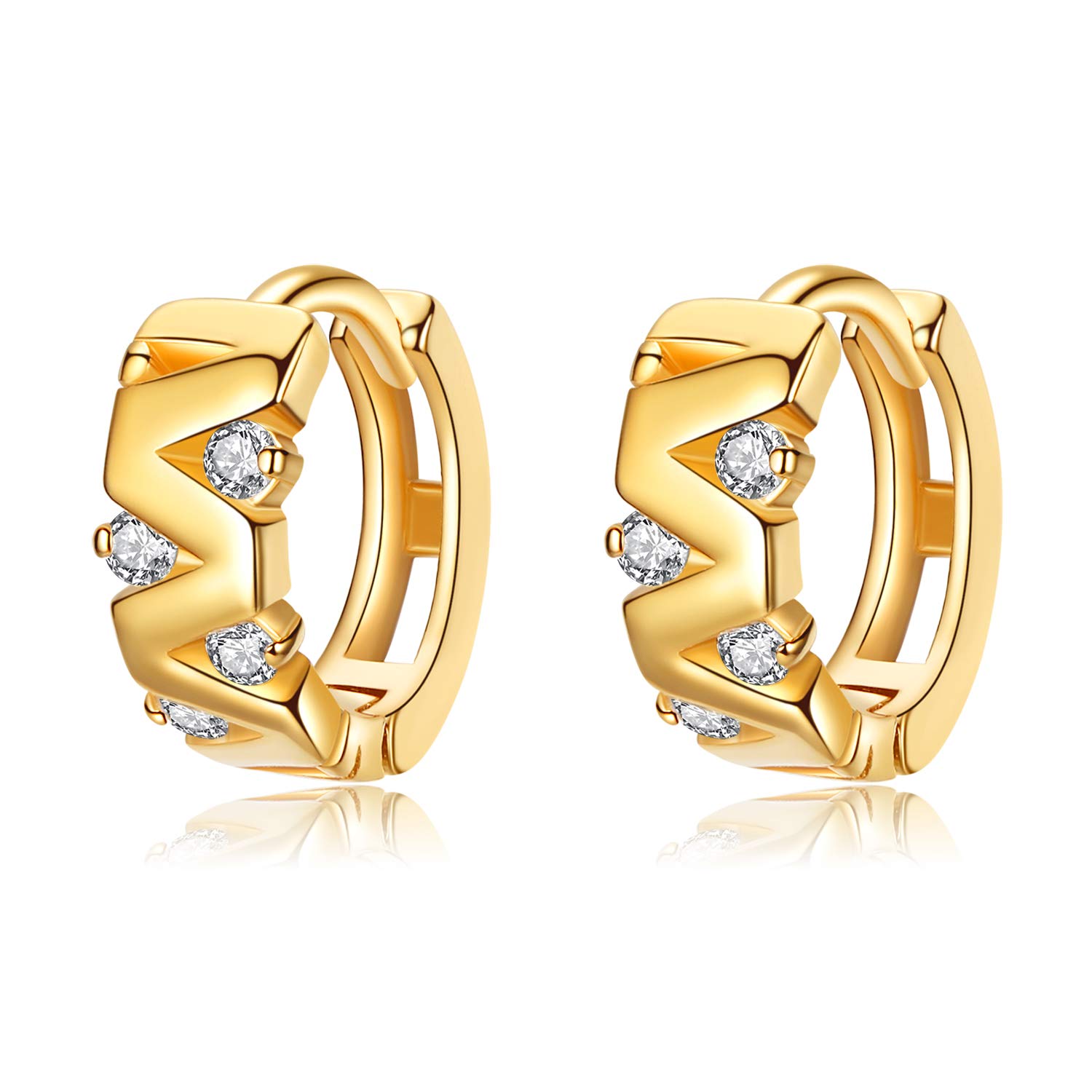 VIKI LYNN 925 Sterling Silver Wavy Line Small Hoop Earrings for Women 18K Gold Plated Cubic Zirconia