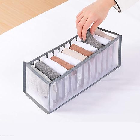 Amazon グリッド折りたたみ式収納下着収納ボックス引き出し仕切りポータブルブラソックスグローブスカーフ11グリッド グレー 収納ケース ボックス オンライン通販