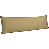 NTBAY Egyptian Cotton Body Pillowcase - 500 Thread Count Cotton Body Pillow Cover - Soft and Breathable Envelope Closure Body Pillowcase for Adults, 20x54 Inches, Khaki