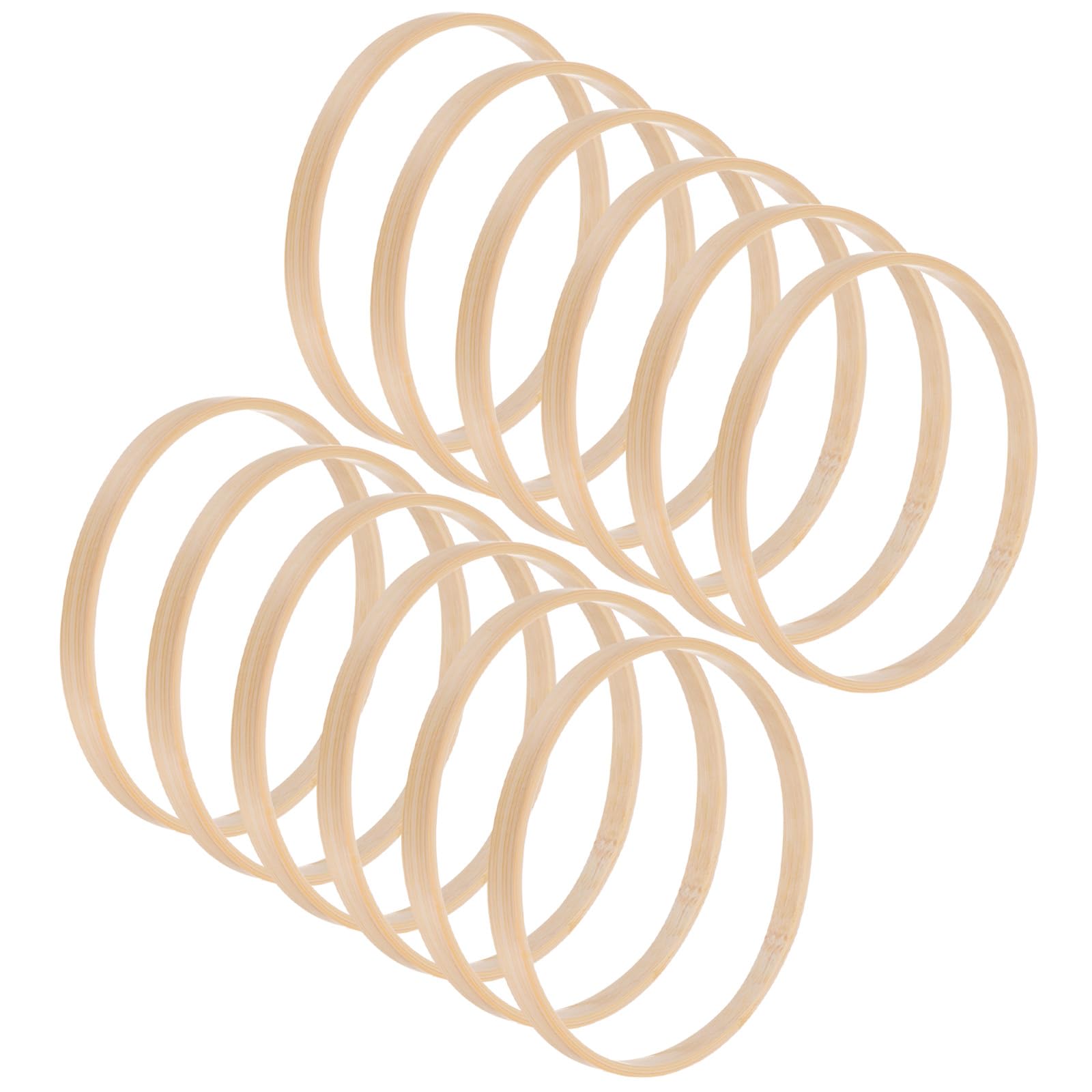 M METERXITY 12 Pack Wooden Bamboo Floral Hoop-5 Inch Craft Wooden Wreath Rings, Apply to DIY Wedding Wreath Decor/Macrame Dreamcatcher/Wall Hanging Crafts (Wooden)