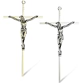 ACHIBANG 2-Pack Crucifix Wall Cross – Gold & Silver Catholic Crosses for Wall, 10" Jesus Wall Crucifix for Home or Door Blessing