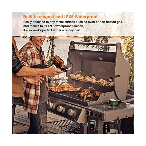 Inkbird Grillthermometer Funk IRF-4S mit 4 Messfühlern, IPX5 Wasserdichtes Grillthermometer Radio mit Beleuchtetes… – Bild 8