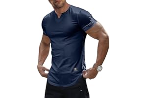 JMIERR Mens Casual Slim T Shirts Short Sleeve Longline Muscle T-Shirt Gym Workout Shirts Athletic Tee