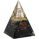 Mystic Gleam Shungite Orgone Pyramid - Orgonite Pyramid with Copper Coil and Crystal Quartz Point - Energy Grounding and Prot