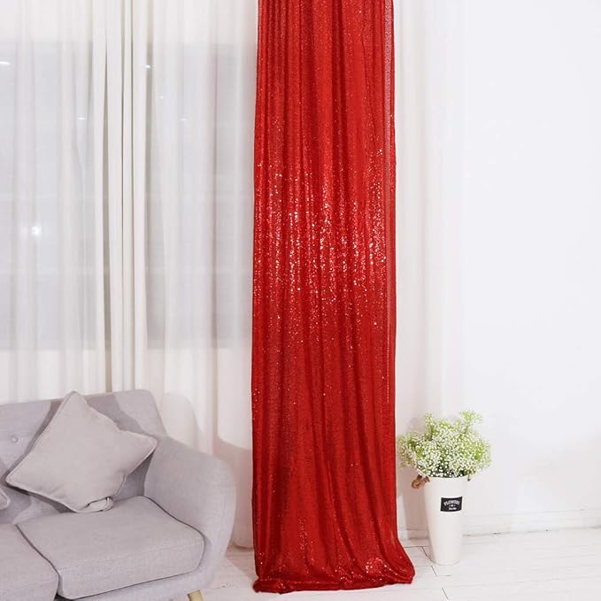TRLYC Red Shimmer Sequin Fabric Photography Backdrop