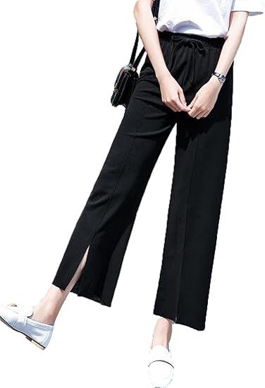 Amazon グードコ ワイドパンツ 九分丈 レディース カジュアル シフォン ガウチョパンツ 薄手 ズボン ゆったり コーディネート S Xl ロングパンツ 通販