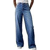 Mars power Women's Wide Leg Jeans High Waisted Baggy Straight Leg Loose Stretchy Casual Denim Pants