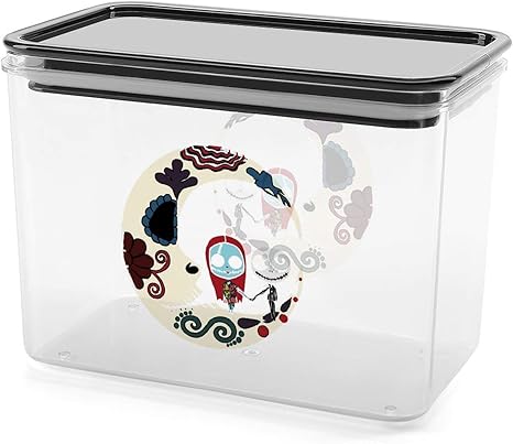 Amazon 密閉容器 キャニスター ナイトメアー ビフォア クリスマス 食品保存容器 蓋付き 収納ボックス 密閉収納ケース プラスチック密閉容器 食品貯蔵タンク キッチンフード収納ボックス 食品貯蔵タンク 冷蔵庫整理ケース ミニシール容器 穀物収納 防湿 透明 省スペース
