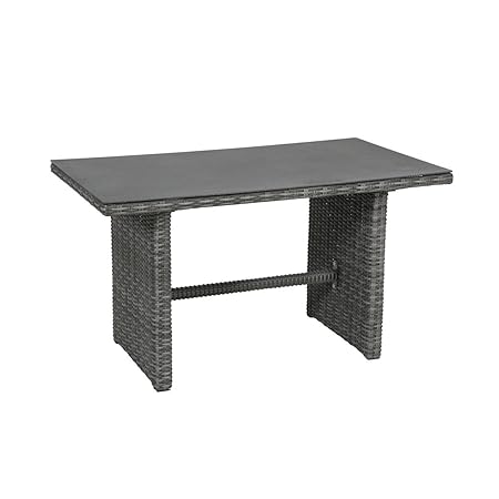greemotion Tisch Bari grau, Esstisch mit Spraystoneglas-Platte, Lounge-Tisch für 4 Personen, Gartenmöbel aus Aluminumgestell 