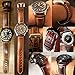Carty Mens Watch Bands Oil Wax Calfskin Handmade Brown Leather Watch Strap 24mm Brushed Black Buckle