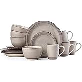 Pfaltzgraff Sadie 16-Piece Cream Dinnerware Set, Service for 4, Durable Stoneware Plates and Bowls with Classic Design, Microwave and Dishwasher Safe