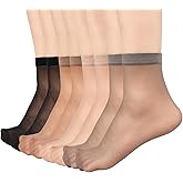 Mcool Mary 12 Pairs Womens Sheer Ankle Socks Nude Stocking Summer Ultra Thin Cool See Through Silk Socks for Women