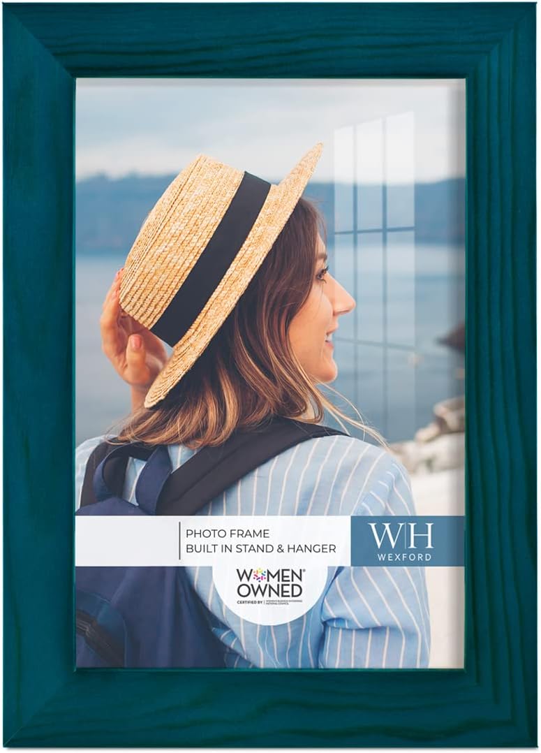 Photo Albums, Frames & Accessories - Renditions Gallery 5x7 inch Picture Frame Ocean Blue Wood Grain Frame, High-end Modern Style, Made of Solid Wood and High Definition Glass for Wall and Tabletop Photo Display