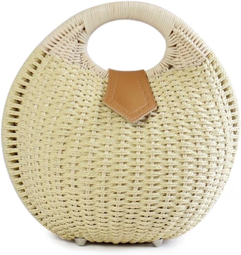 SUKUTU Womens Summer Hand Weave Straw Top Handle Handbag Clutches