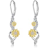 SHEAISRS Sunflower/Dasiy/Paw Print/Infinity Earrings 925 Sterling Silver Dangle Earrings for Women