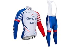 NHNIN Men's Cycling Jersey Sets Bike Jersey + Bib Pants, Long Sleeve Cycling Clothing Sets for Man