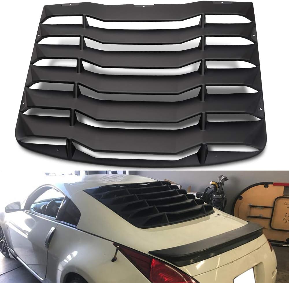 Rear Window Windshiled Louvers Cover Sun Shade Compatible with 03-08 Nissan 350Z 3.5L ABS Matte Black