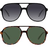 YDAOWKN Retro Square Aviator Sunglasses for Womens Mens Vintage 70s Double Bridge Sun Glasses