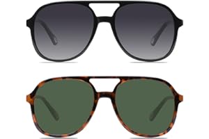 YDAOWKN Retro Square Aviator Sunglasses for Womens Mens Vintage 70s Double Bridge Sun Glasses