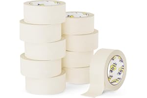 EFOK 10 Rolls Masking Tape 2 Inch Wide Bulk, General Purpose White Masking Tapes for Drafting, Packing, Labeling, 1.88 Inch × 55 Yards Total 550 Yards