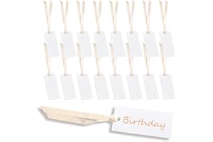 100 Pieces Blank Name Place Cards with Light Brown Ribbon, 1.57" x 3.54" Table Name Cards, Place Setting Tags Seating Sign fo