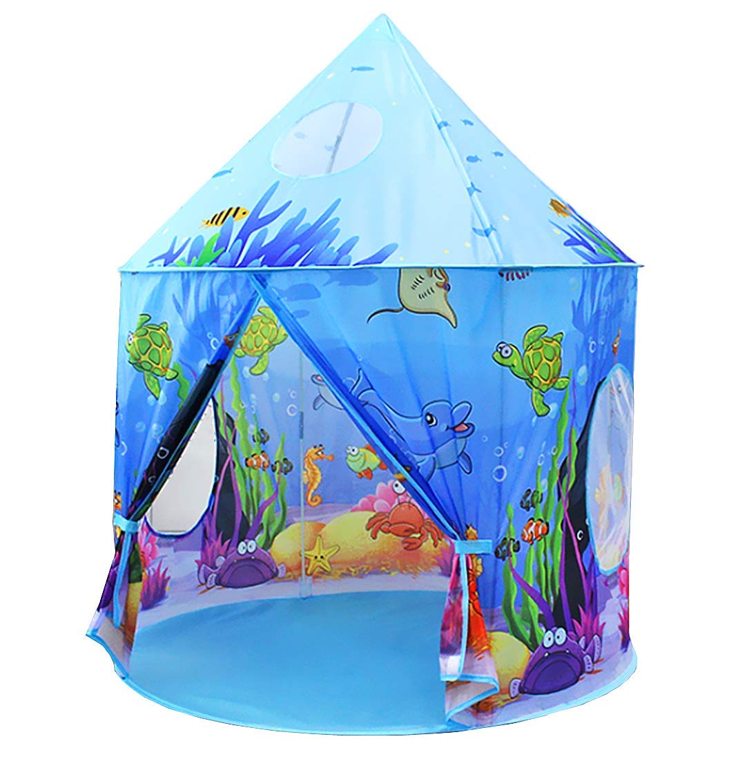 Benebomo Kids Play Tent, Blue Ocean Castle for Children, Play tent house, Infant play house garden tent, 105 * 135 cm