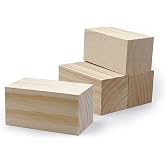4 Inch Wood for Carving, 4 PCS Unfinished Wood Craft Cubes, Rectangular Wooden Blocks for DIY Carving, Large Unfinished Whittling Wood Blank Blocks for Kids or Adults (4&times;2&times;2Inch)