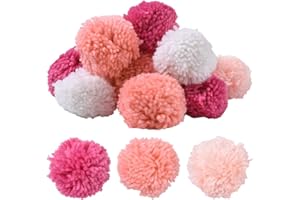 SUNNYCLUE 4 Colors 70mm Pink Pom Pom Balls Craft Pom Poms Bulk Fluffy Soft Yarn Puff Balls Large Round Plush Pompom Decoratio