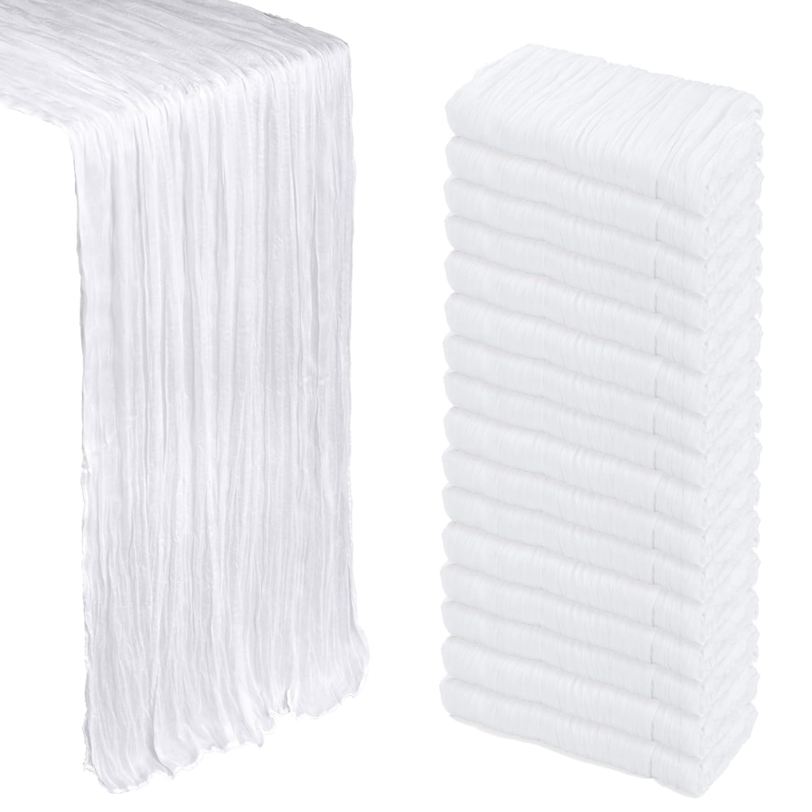 Photo 1 of 16 Pack White Cheesecloth Table Runner 10Ft Gauze Cheese Cloth Table Runner 120 Inch Boho Sheer Rustic Fabric for Winter Decor Bridal Baby Shower Wedding Centerpiece Decoration