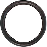 GG Grand General 54009 Black 18" Deluxe Steering Wheel Cover, Black w/red stitching