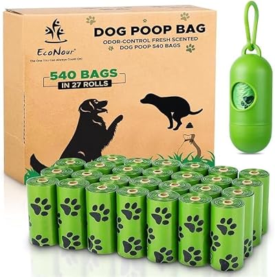 EcoNour Biodegradable Dog Poo Bags 540 Count with Odor Masking Scent