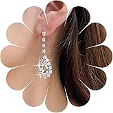 Aneneiceera Vintage Blue Crystal Drop Earrings Teardrop Sapphire Dangle Earrings Oval Blue Rhinestone Earrings Waterdrop Sapphire Cz Earrings Jewelry for Women