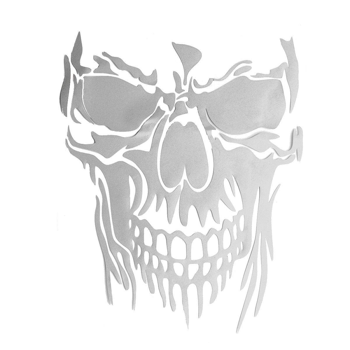 C-FUNN 23 x 29.5cm Skull Hood Car Stickers GOyl Decals Auto Body Truck Tailgate Window Door Universal - white